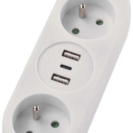 Extensão elétrica 2 tomadas + 2x USB-A + USB-C 1,4 m