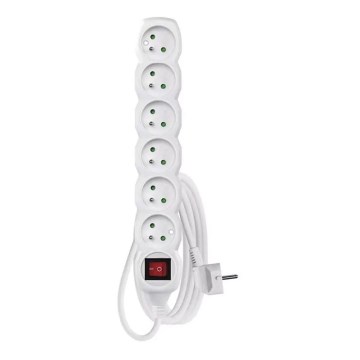 Extensão com interruptor 6 tomadas 3m branca