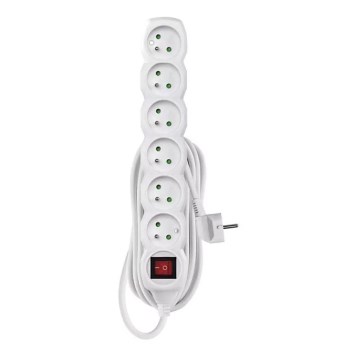 Extensão com interruptor 6 tomadas 5m branco