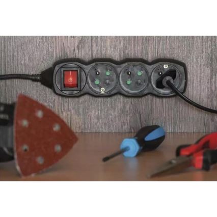 Extensão com um interruptor 3Z 5m preto