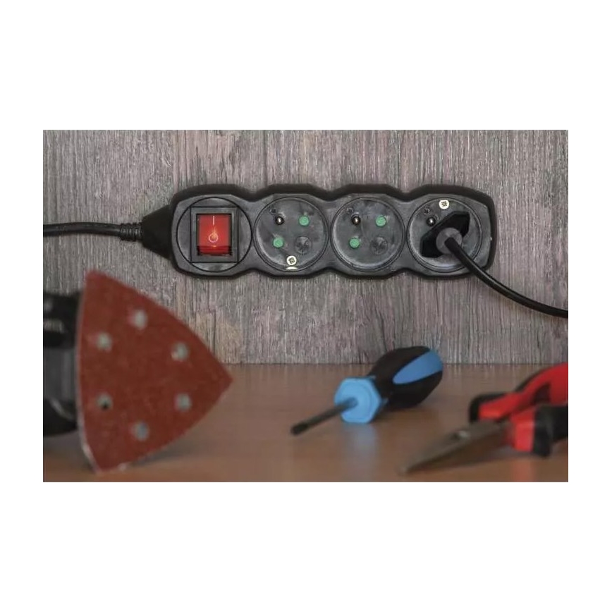 Extensão com um interruptor 3Z 5m preto