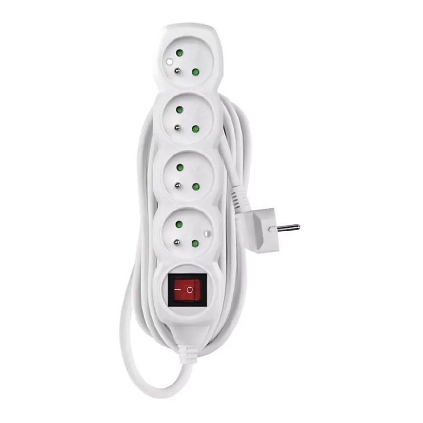 Extensão com um interruptor 4Z 5m branco