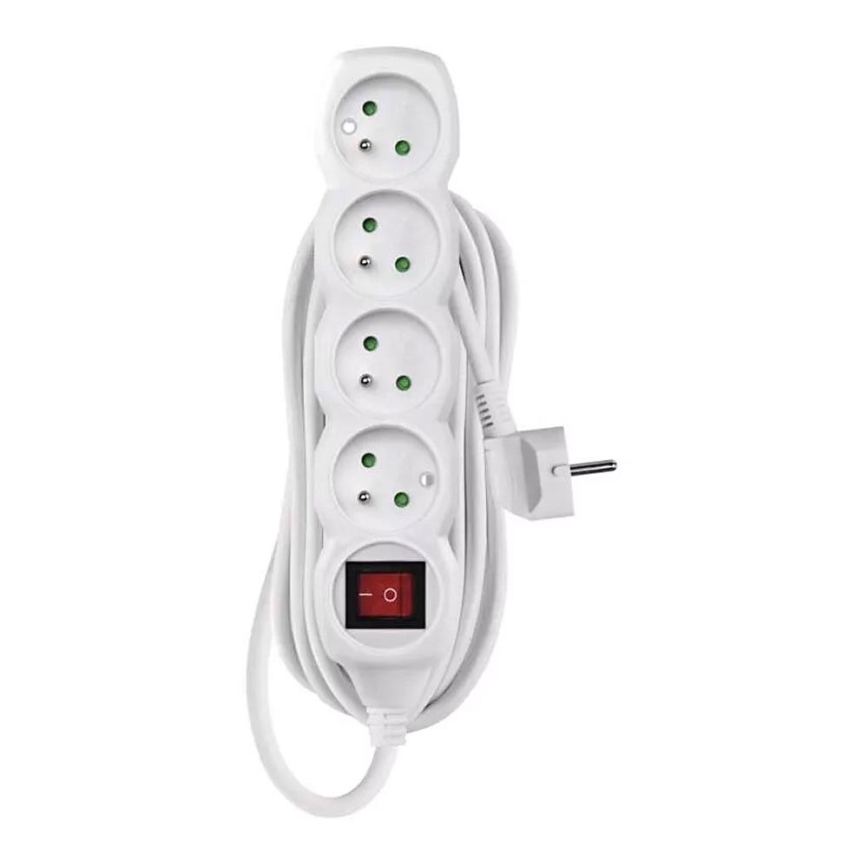 Extensão com um interruptor 4Z 7m branco