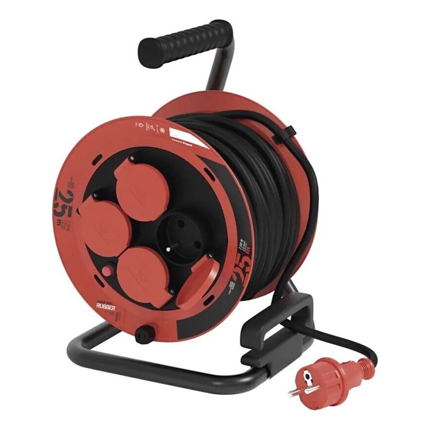 Extensão de cabo com 4 tomadas 25m IP44 vermelho