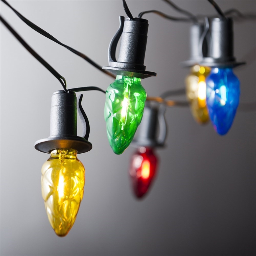 Extensão de guirlanda LED para exterior CONE FILAMENT 20xE10 14m, colorida/branco quente, IP44, Fabricado na República Checa
