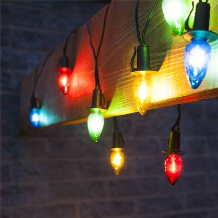 Extensão de guirlanda LED para exterior CONE FILAMENT 20xE10 14m, colorida/branco quente, IP44, Fabricado na República Checa