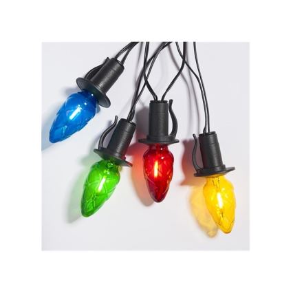 Extensão de guirlanda LED para exterior CONE FILAMENT 20xE10 14m, colorida/branco quente, IP44, Fabricado na República Checa
