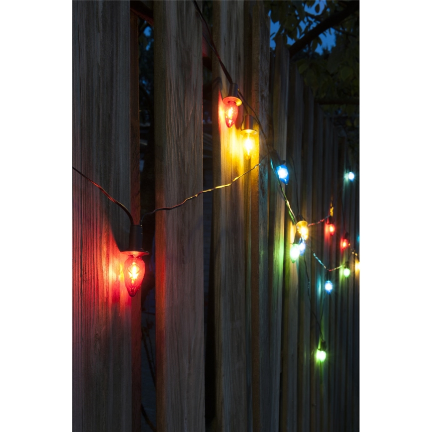 Extensão de guirlanda LED para exterior CONE FILAMENT 20xE10 14m, colorida/branco quente, IP44, Fabricado na República Checa