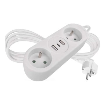 Extensão elétrica 2 tomadas + 2x USB-A + USB-C 1,4 m