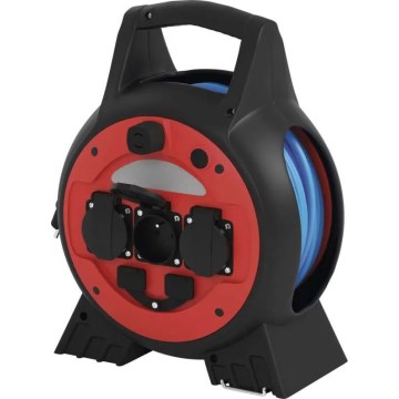 Extensão elétrica em carretel 3 tomadas 20m vermelho/preto IP44