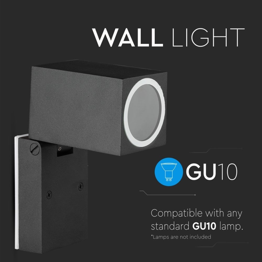 Exterior flexível iluminação de parede 1xGU10/35W/230V IP44 preto