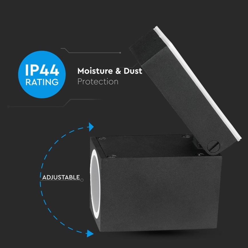 Exterior flexível iluminação de parede 1xGU10/35W/230V IP44 preto