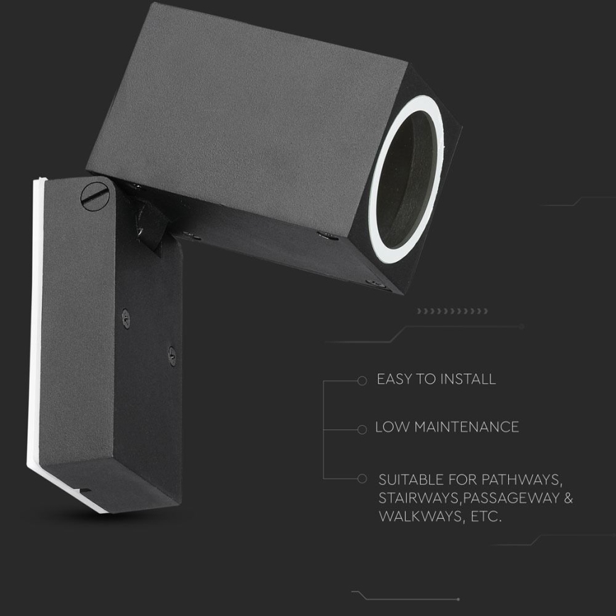 Exterior flexível iluminação de parede 1xGU10/35W/230V IP44 preto