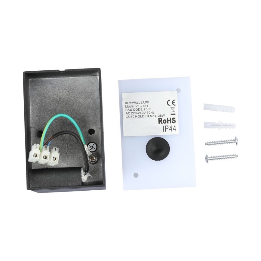 Exterior flexível iluminação de parede 1xGU10/35W/230V IP44 preto