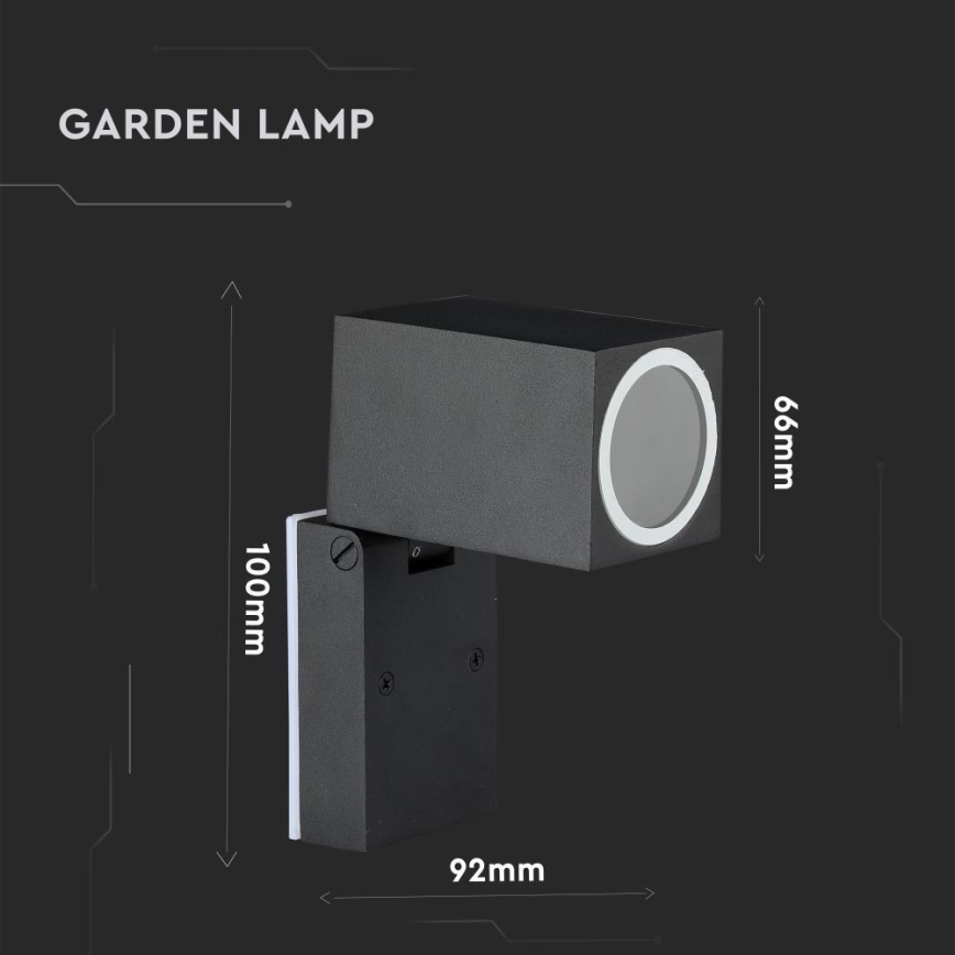 Exterior flexível iluminação de parede 1xGU10/35W/230V IP44 preto
