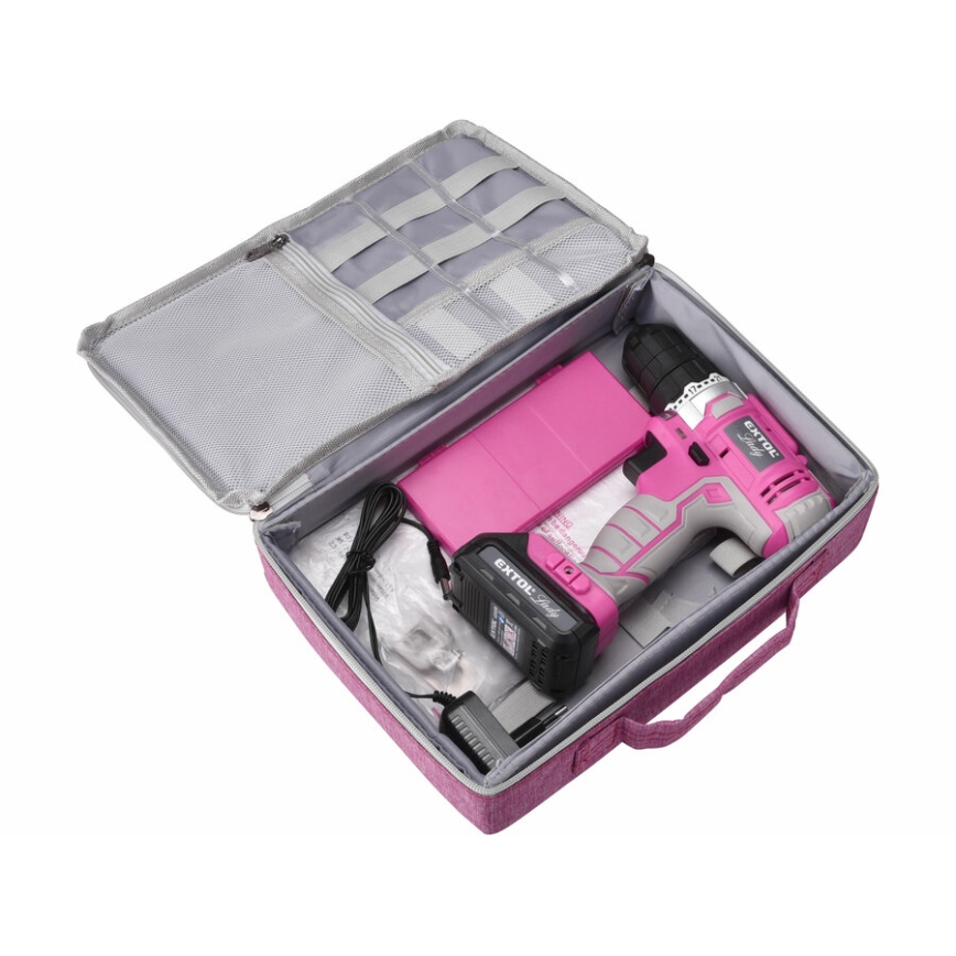 Extol - Aparafusadora sem fio 1300 mAh 12V rosa