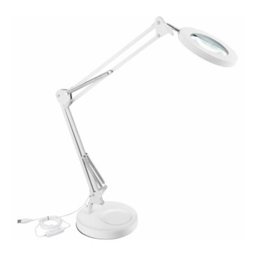 Extol - Candeeiro de mesa LED com regulação e lupa LED/8W/5V 2900/4500/7500K branco
