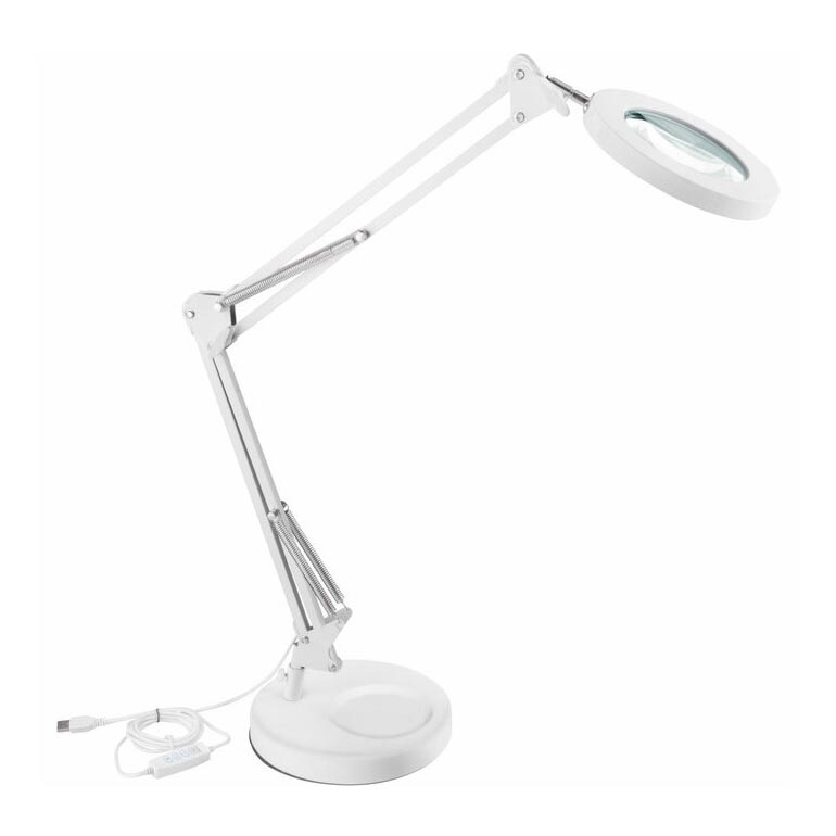 Extol - Candeeiro de mesa LED com regulação e lupa LED/8W/5V 2900/4500/7500K branco