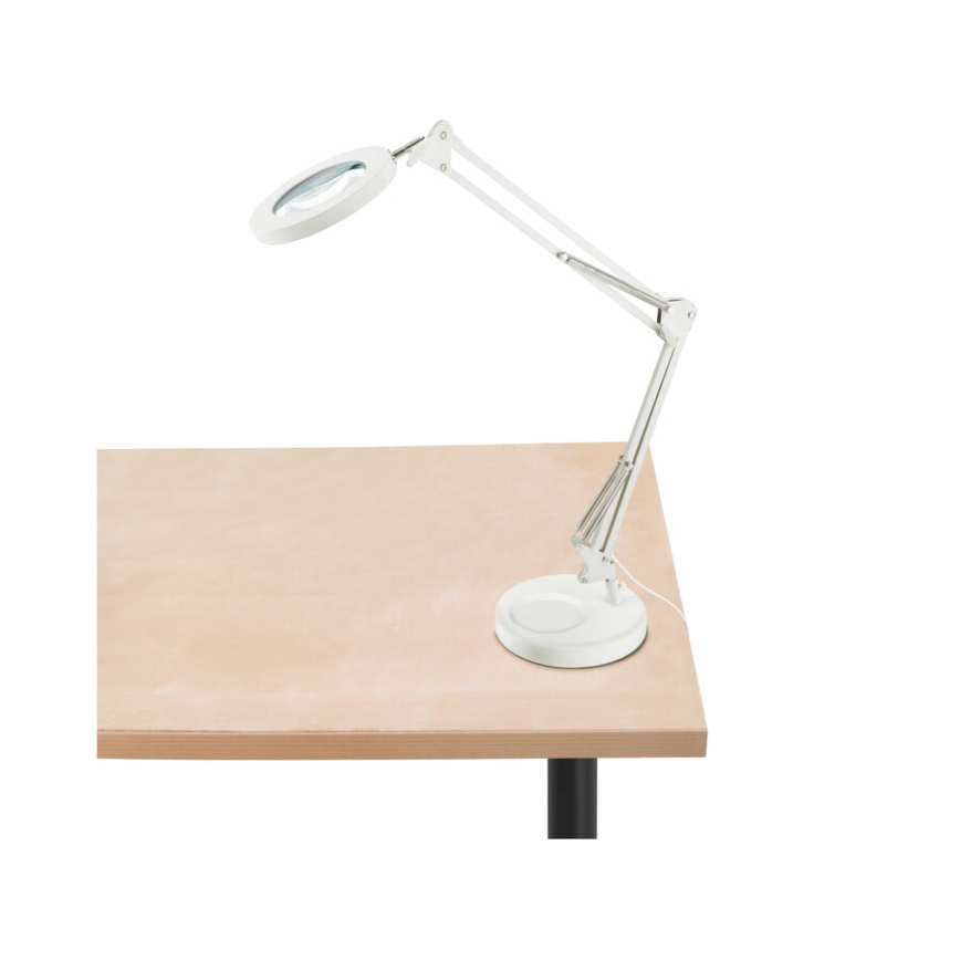 Extol - Candeeiro de mesa LED com regulação e lupa LED/8W/5V 2900/4500/7500K branco