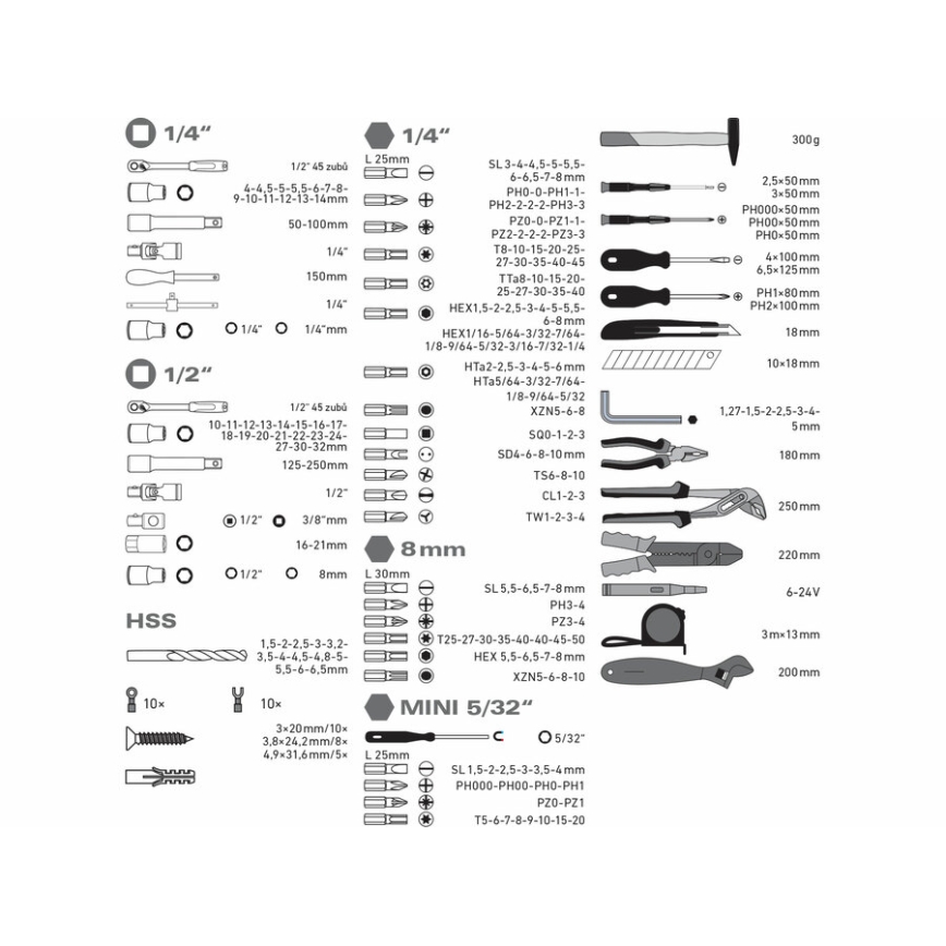 Extol - Conjunto de ferramentas 303 pcs