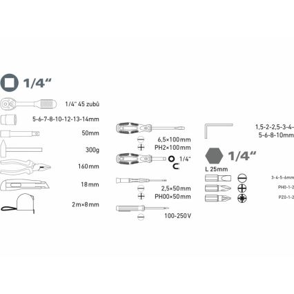 Extol - Conjunto de ferramentas 39 pcs
