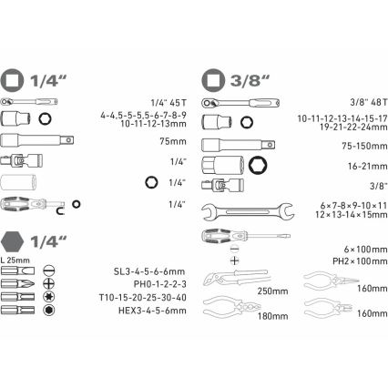 Extol - Conjunto de ferramentas 65 pcs