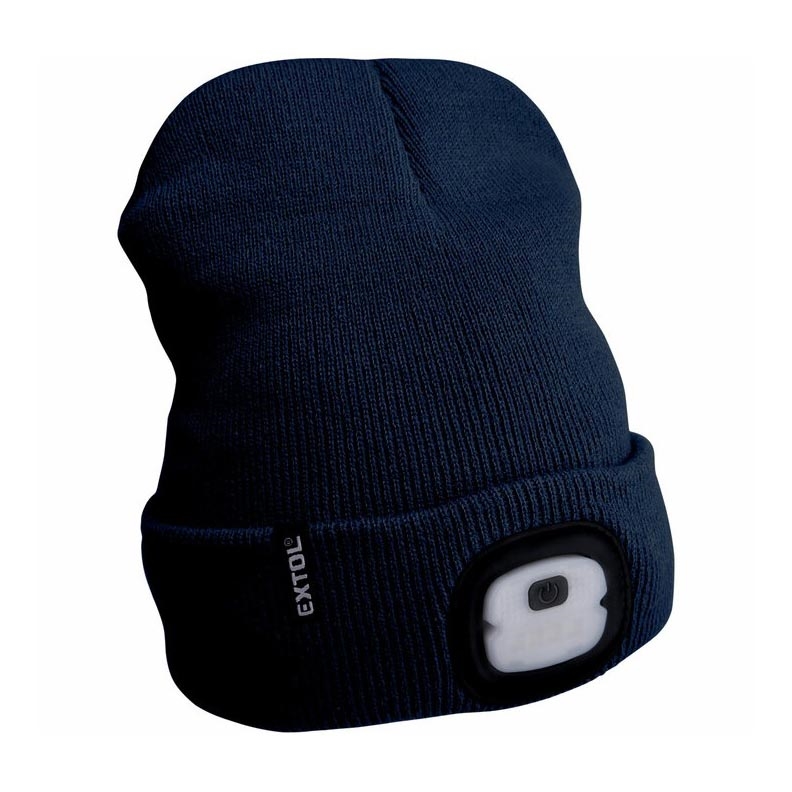 Extol - Gorro com uma lanterna de cabeça e carregador USB 250 mAh azul tamanho UNI