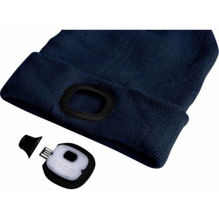 Extol - Gorro com uma lanterna de cabeça e carregador USB 250 mAh azul tamanho UNI