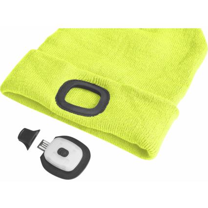 Extol - Gorro com uma lanterna de cabeça e carregador USB 300 mAh amarelo neon tamanho UNI