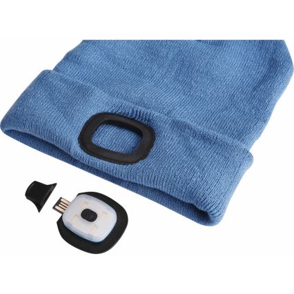 Extol - Gorro com uma lanterna de cabeça e carregador USB 300 mAh azul tamanho UNI