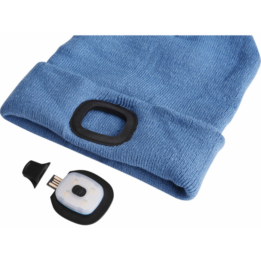 Extol - Gorro com uma lanterna de cabeça e carregador USB 300 mAh azul tamanho UNI