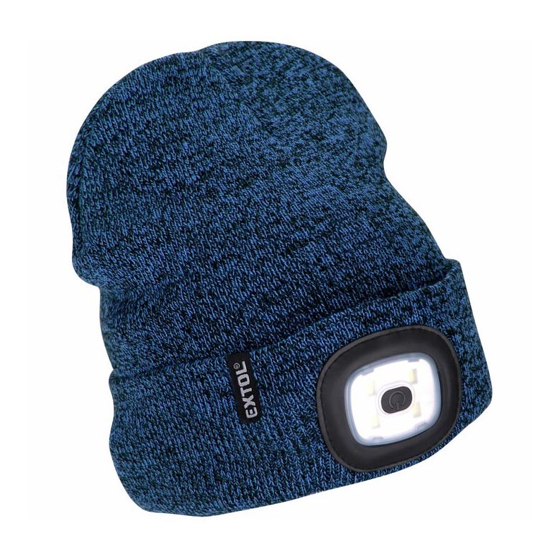 Extol - Gorro com uma lanterna de cabeça e carregador USB 300 mAh azul tamanho UNI