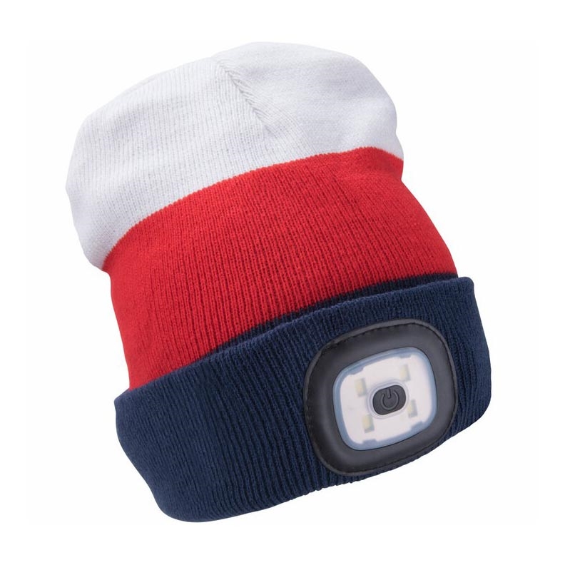 Extol - Gorro com uma lanterna de cabeça e carregador USB 300 mAh branco/vermelho/azul tamanho UNI