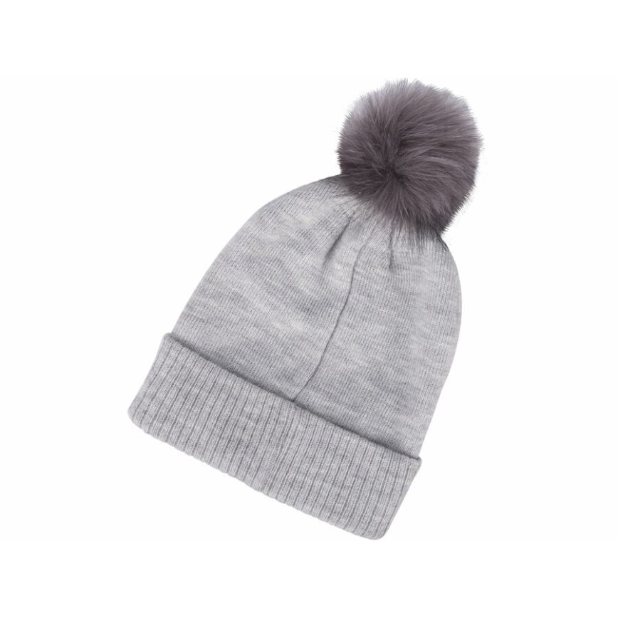 Extol - Gorro com uma lanterna de cabeça e carregador USB 300 mAh cinzento com pompom tamanho  UNI