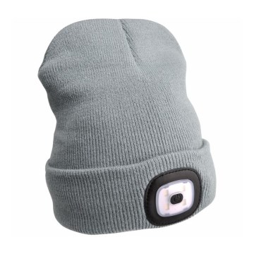 Extol - Gorro com uma lanterna de cabeça e carregador USB 300 mAh cinzento tamanho UNI