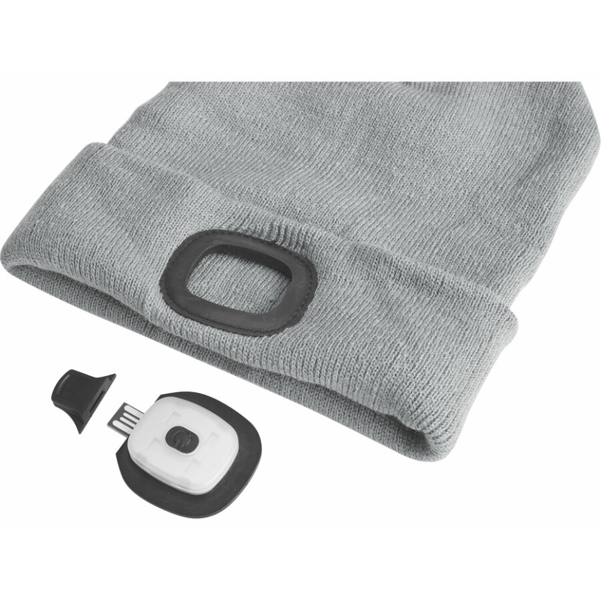 Extol - Gorro com uma lanterna de cabeça e carregador USB 300 mAh cinzento tamanho UNI