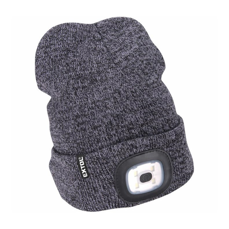 Extol - Gorro com uma lanterna de cabeça e carregador USB 300 mAh cinzento tamanho UNI