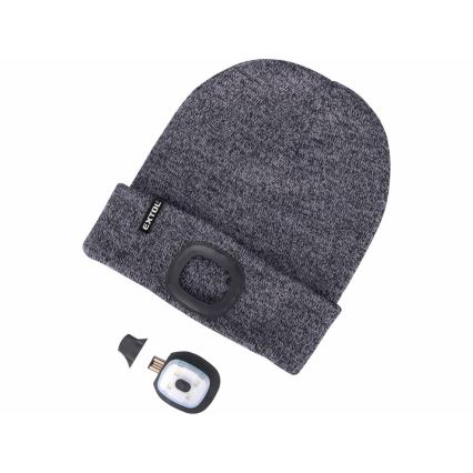 Extol - Gorro com uma lanterna de cabeça e carregador USB 300 mAh cinzento tamanho UNI