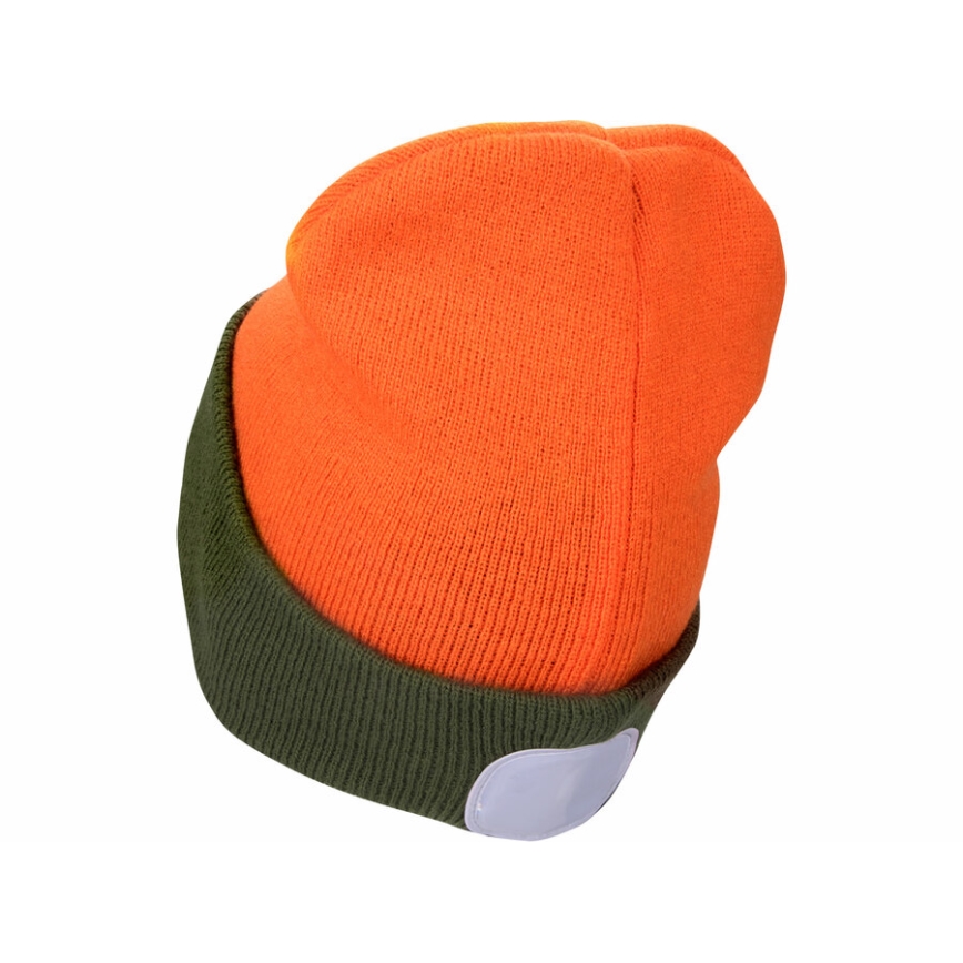 Extol - Gorro com uma lanterna de cabeça e carregador USB 300 mAh laranja neon/verde tamanho UNI