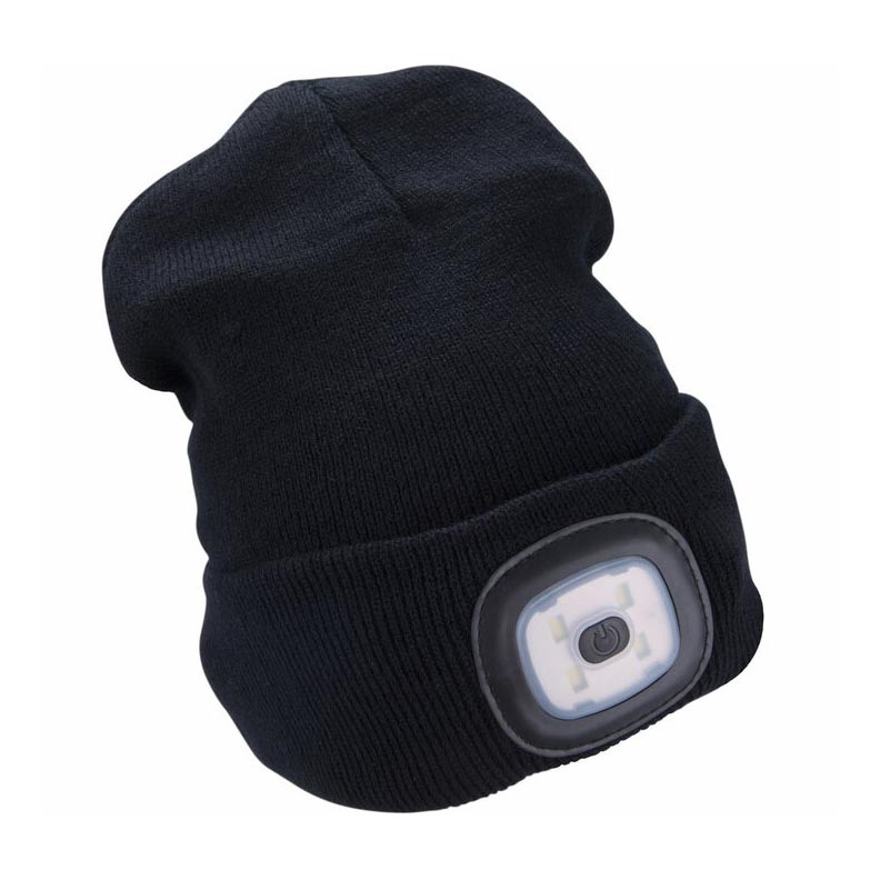 Extol - Gorro com uma lanterna de cabeça e carregador USB 300 mAh preto tamanho UNI