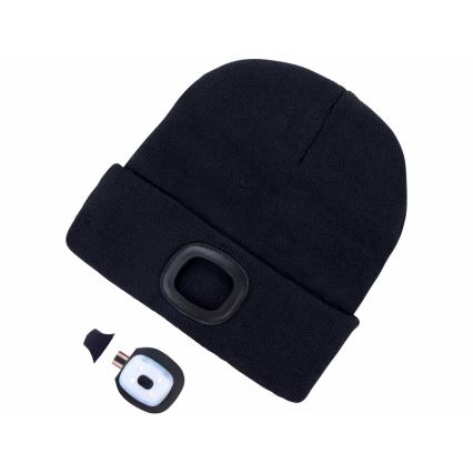 Extol - Gorro com uma lanterna de cabeça e carregador USB 300 mAh preto tamanho UNI
