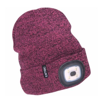 Extol - Gorro com uma lanterna de cabeça e carregador USB 300 mAh roxo tamanho UNI