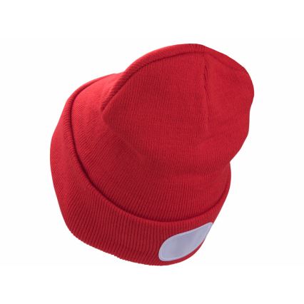 Extol - Gorro com uma lanterna de cabeça e carregador USB 300 mAh vermelho tamanho UNI