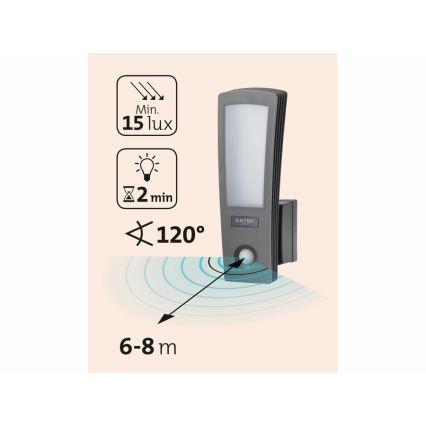 Extol - Iluminação de parede exterior LED com sensor LED/15W/230V IP65