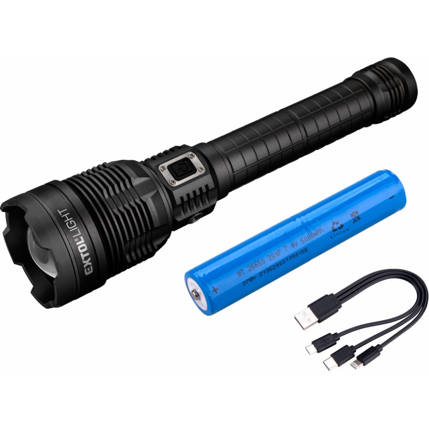 Extol - Lanterna regulável LED com power bank LED/60W/10000 mAh 8000 lm IPX4 preto