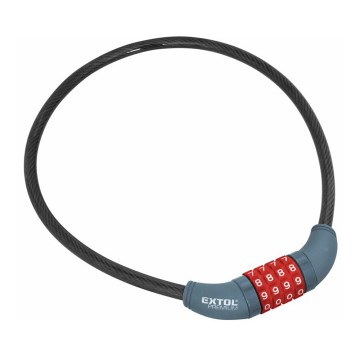 Extol Premium - Cadeado de bicicleta com corrente 10x650 mm e um código de quatro dígitos