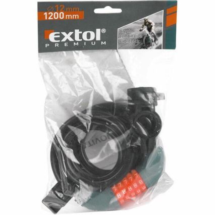 Extol Premium - Cadeado de bicicleta com corrente 12x1200 mm e um código de quatro dígitos