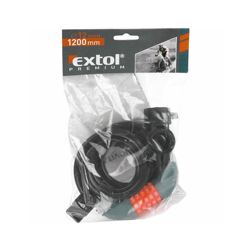 Extol Premium - Cadeado de bicicleta com corrente 12x1200 mm e um código de quatro dígitos