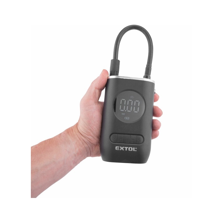 Extol Premium - Compressor digital de bolso 2000 mAh 7,4V preto