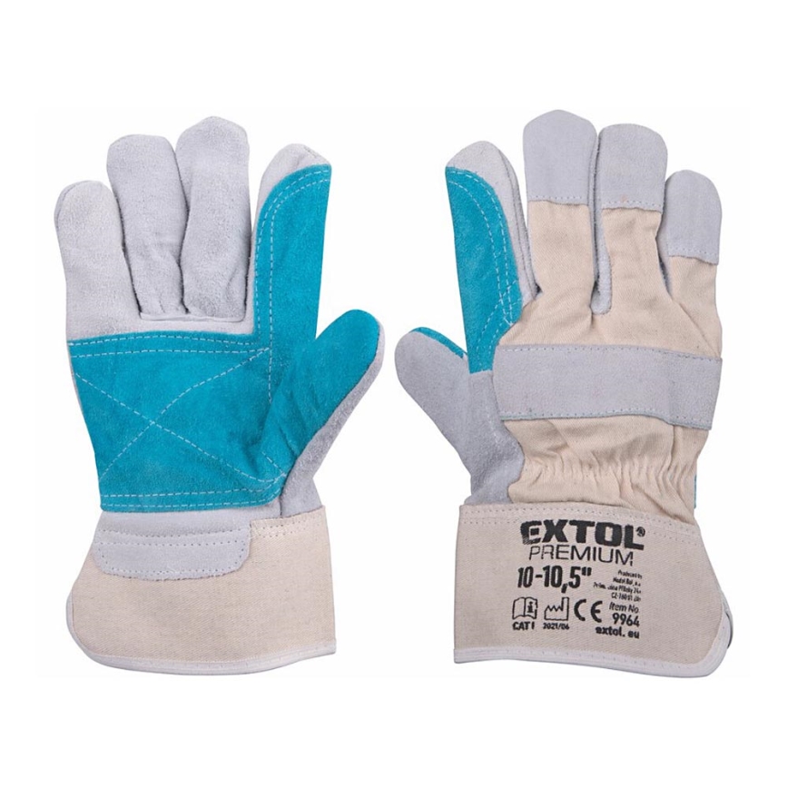 Extol Premium - Luvas de trabalho tamanho 10''-10,5" branco/azul